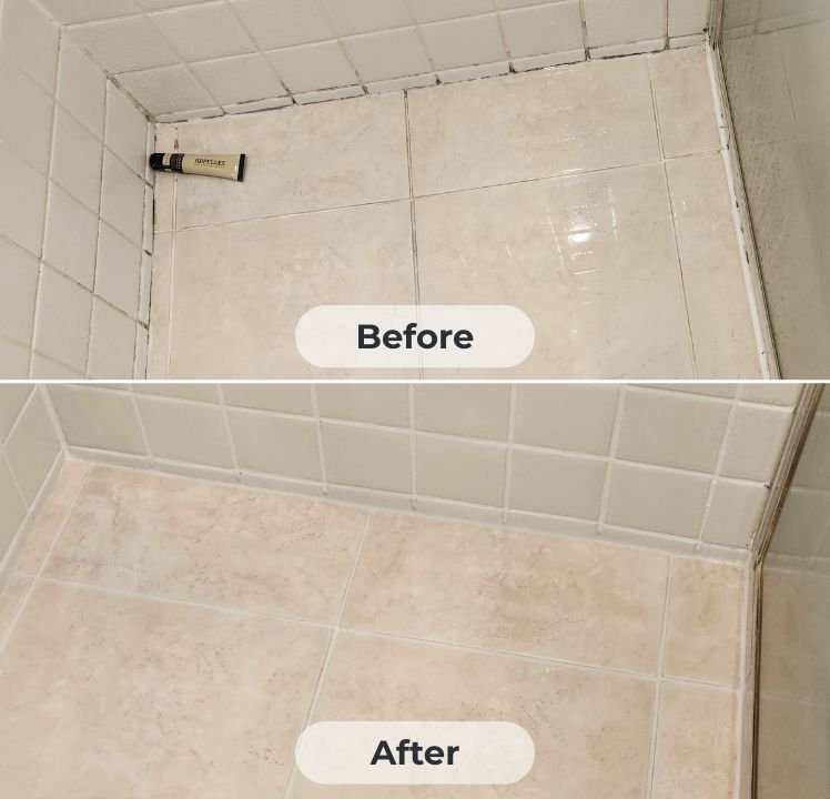Regrout Epoxy & Silicone refurb-Shower-Before and After